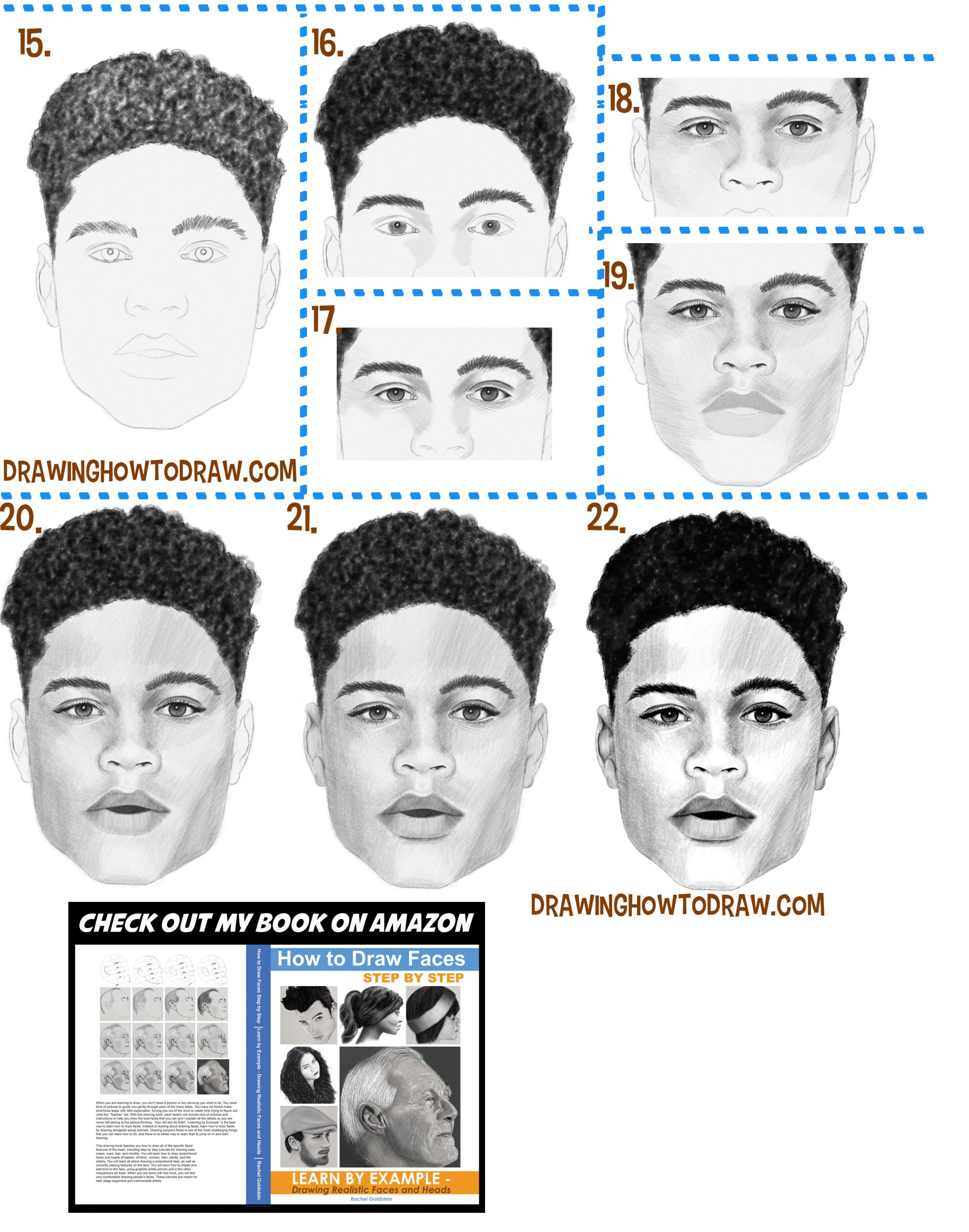How to Draw a Black Man's Face From The Front View Easy Step by Step
