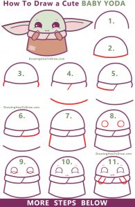 How to Draw a Cute Cartoon Baby Yoda (Kawaii / Chibi) Easy Step by Step ...