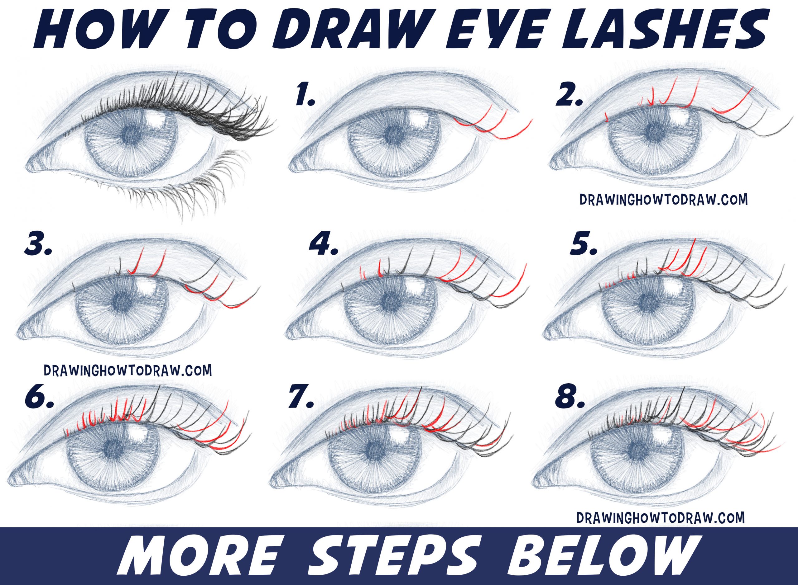 How to Draw Eyelashes (Women's and Men's) Easy Step by Step Drawing