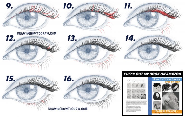 How to Draw Eyelashes (Women’s and Men’s) Easy Step by Step Drawing ...