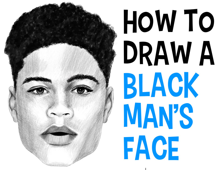 drawing a black man's face with simple steps drawing lesson for beginners