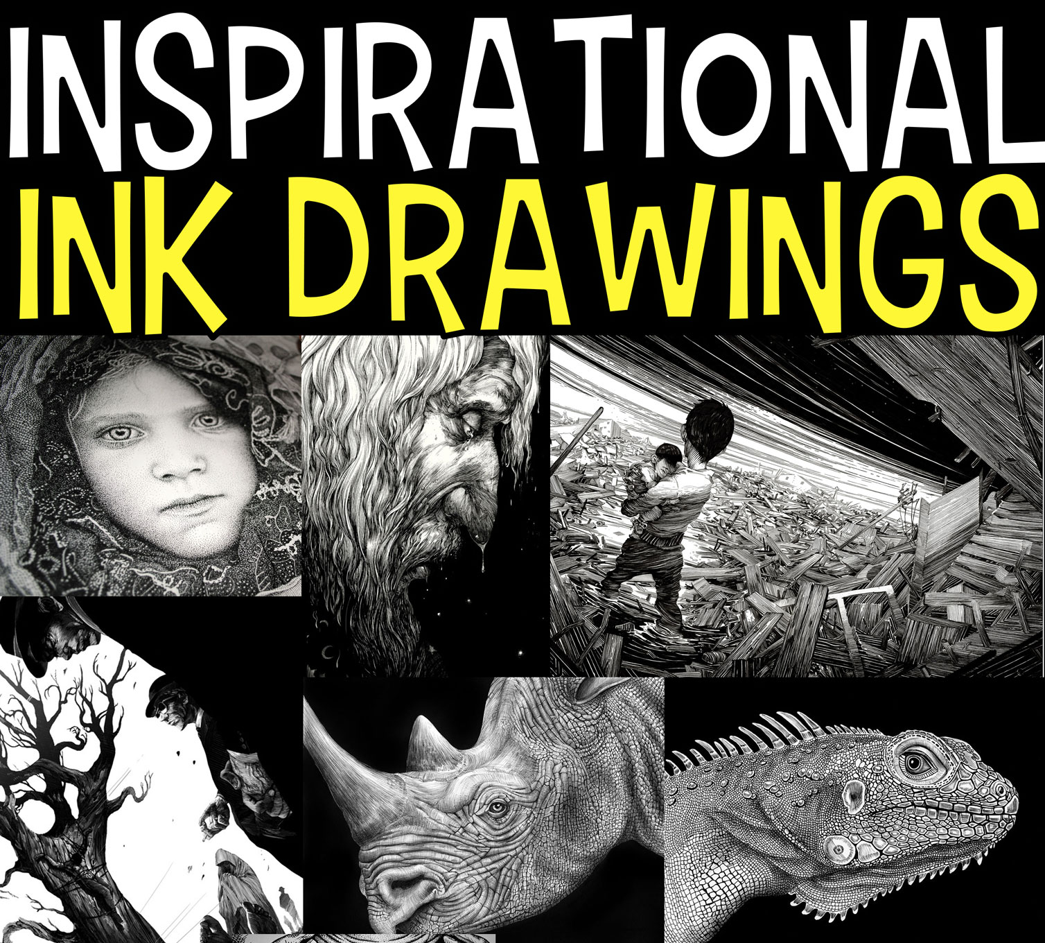 50+ Black and White Pen and Ink Drawings and Illustrations Inspirational Examples That Will Inspire The Artist in You
