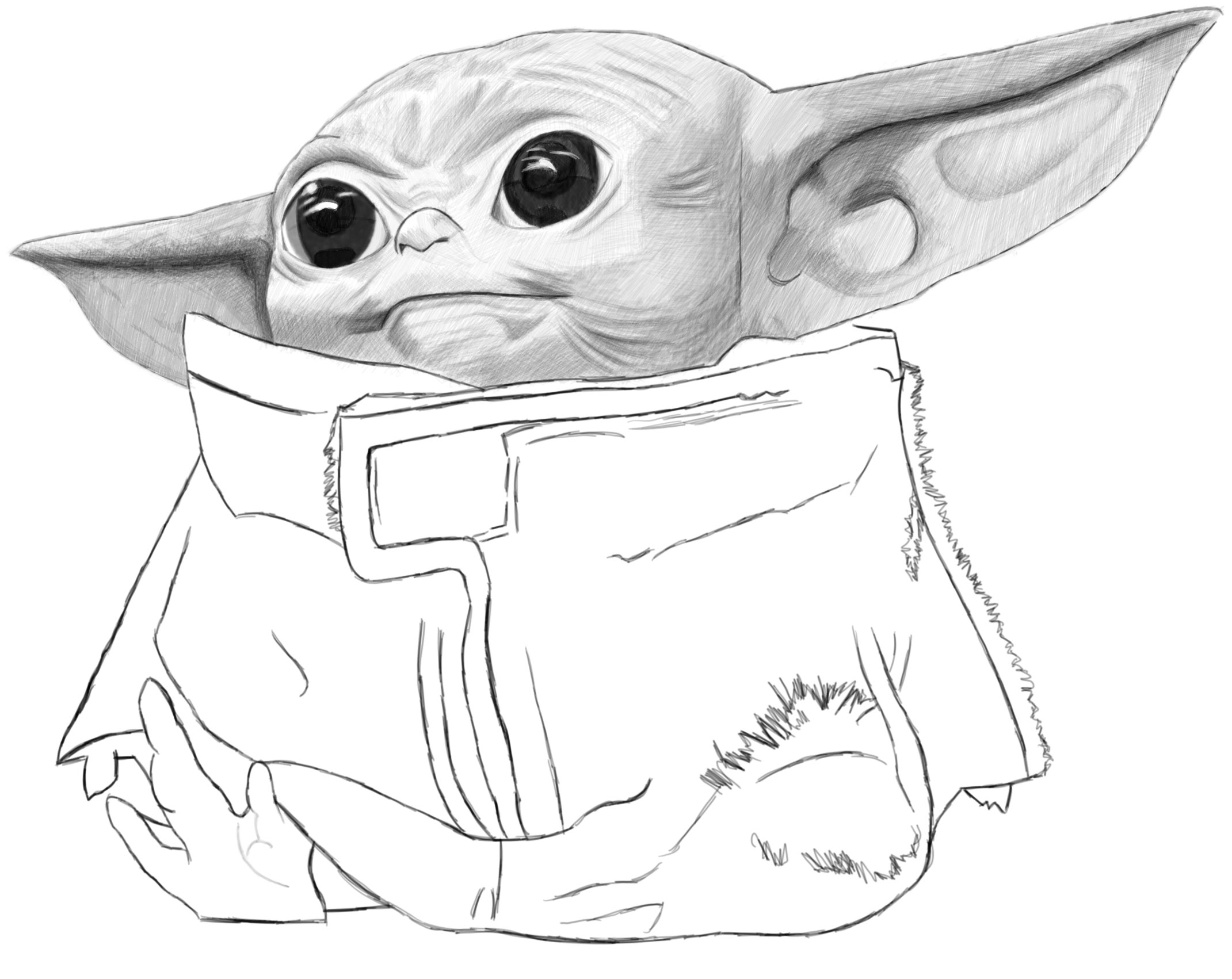 How to draw Baby Yoda in 10 steps - Dream Pigment