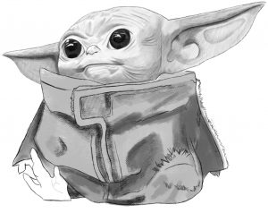 How to Draw Baby Yoda from The Mandalorian (Realistic) - Easy Step by ...