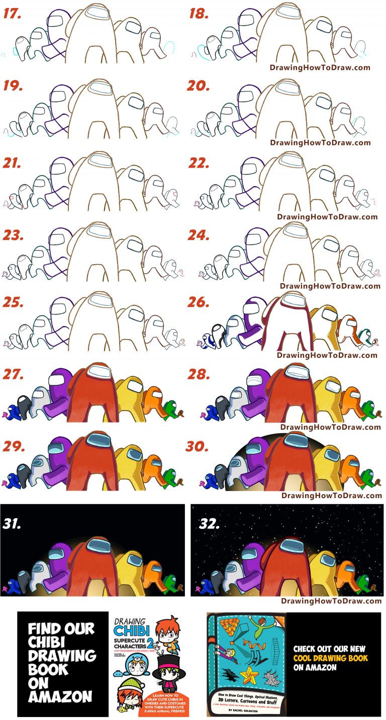 How To Draw Among Us Characters Picture – Easy Step By Step Drawing ...