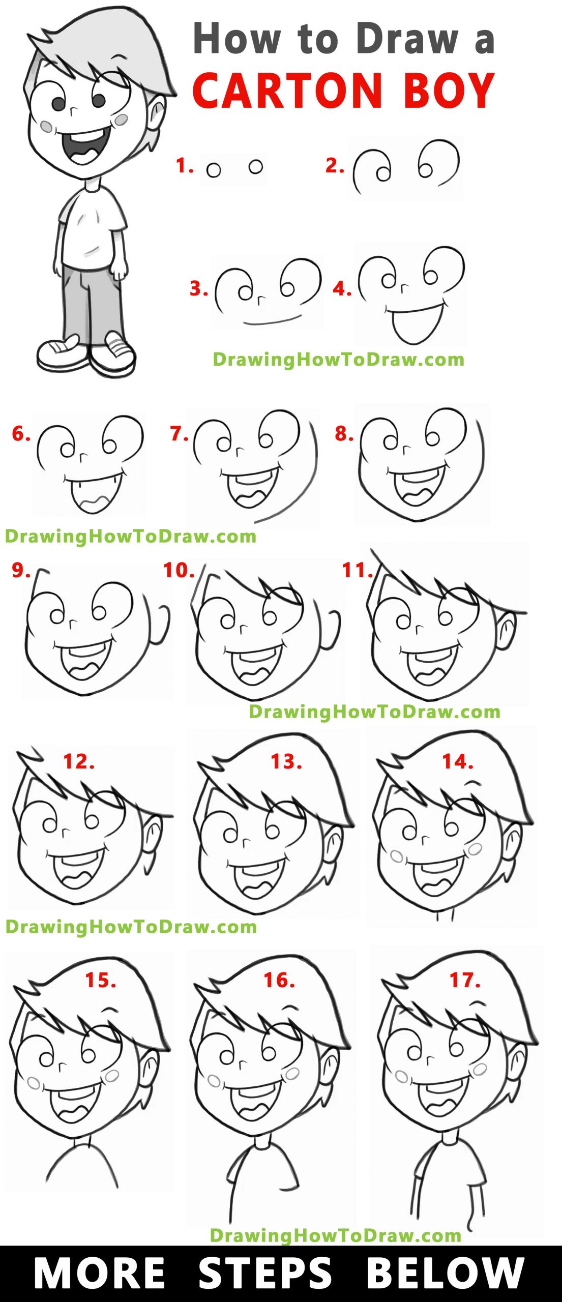 How To Draw A Cartoon Boy Standing With Easy Step By Step Drawing 