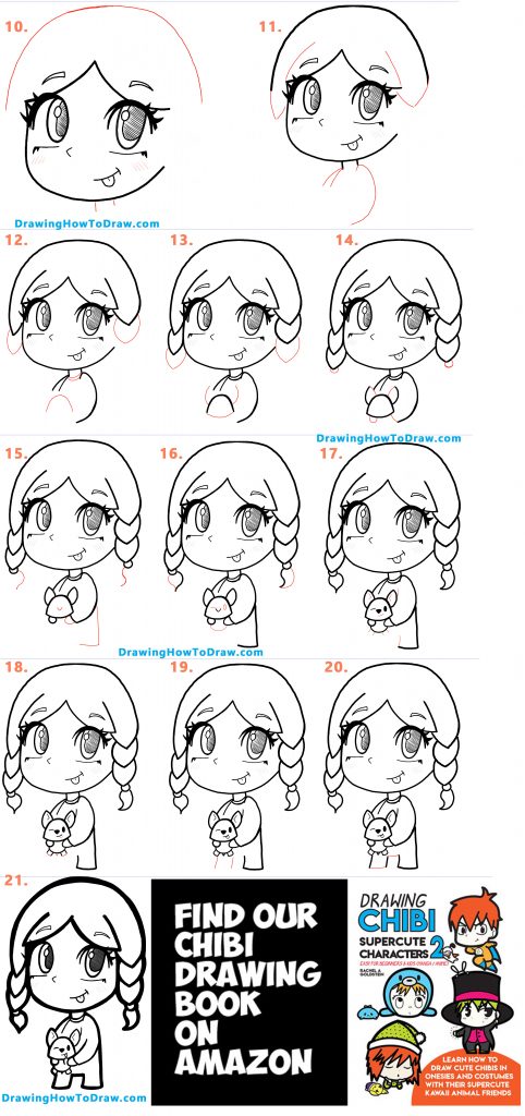 How to Draw Anime / Manga / Chibi Girl with her Corgi Puppy - How to ...