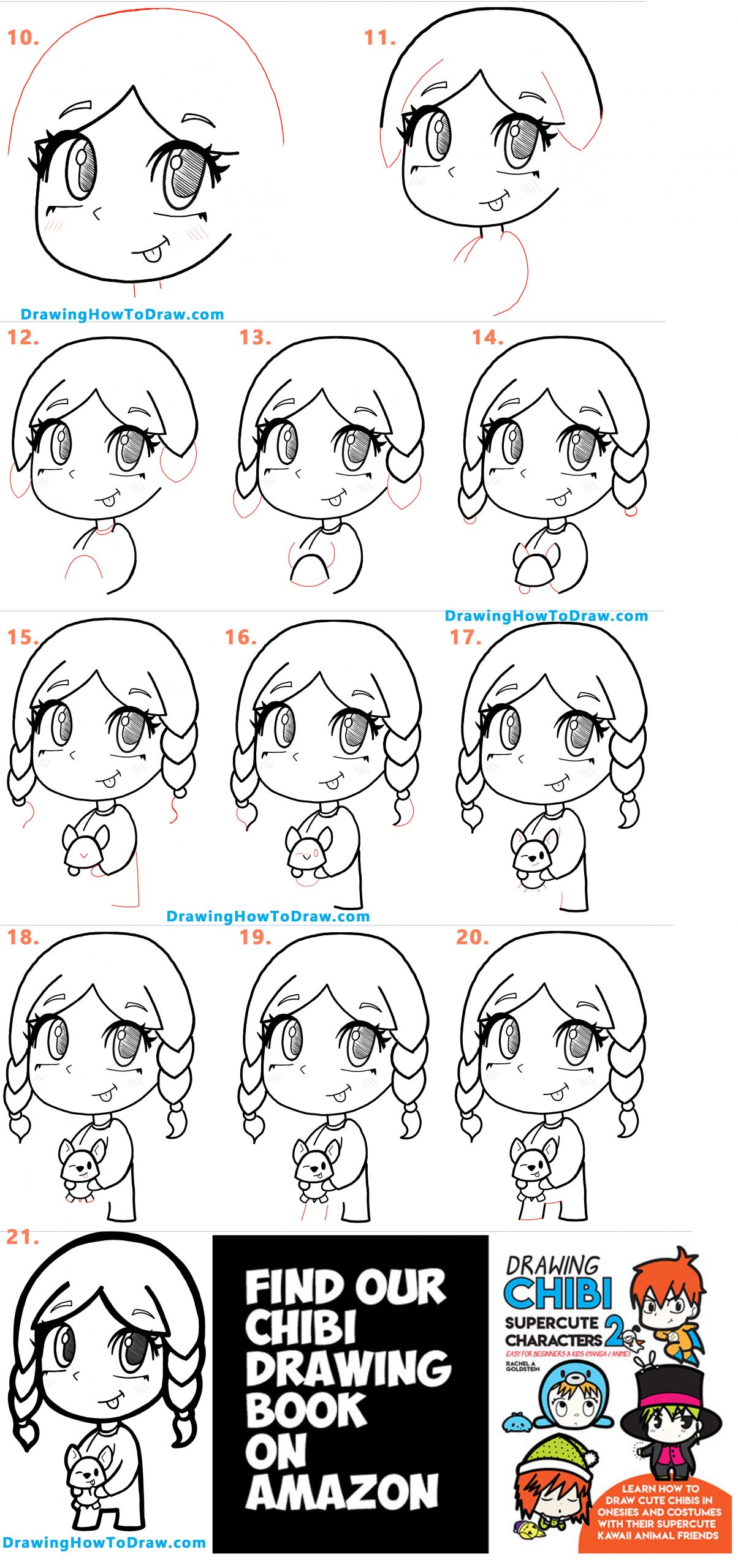 How To Draw Anime Manga Chibi Girl With Her Corgi Puppy How To Draw Step By Step Drawing Tutorials