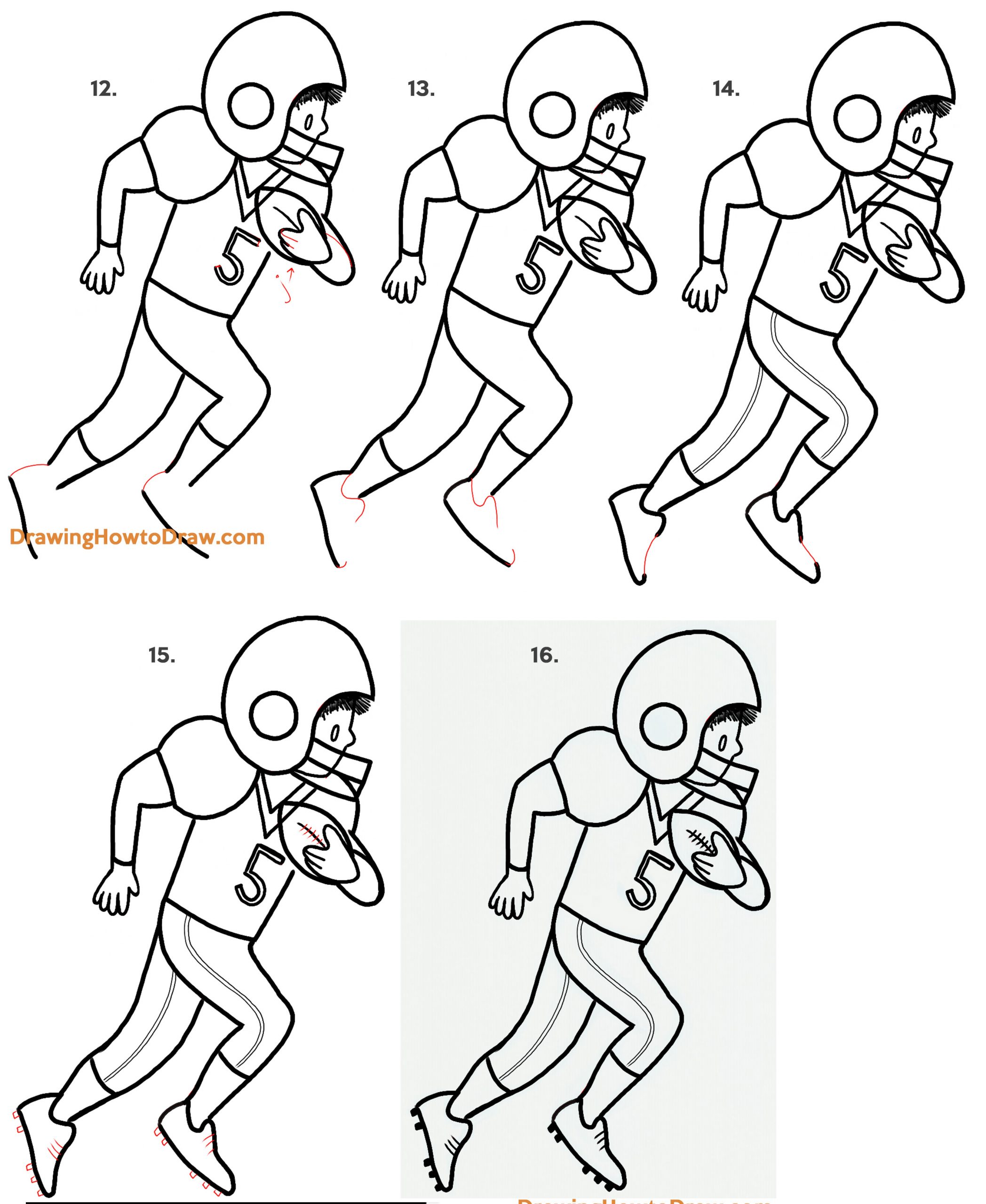 How to Draw a Cartoon American Football Receiver Easy Step by Step