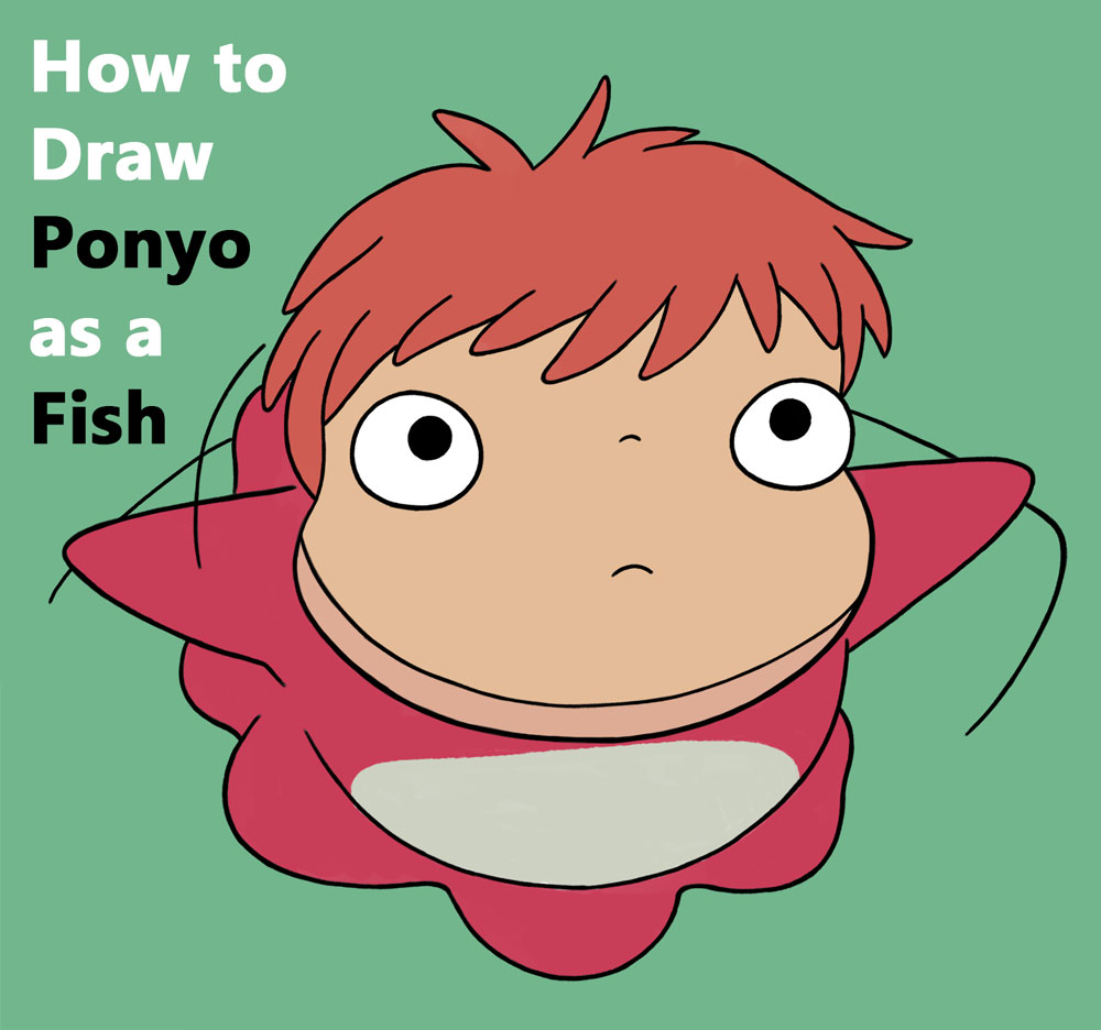 How to Draw Ponyo (Nara) from Studio Ghibli - Easy Step by ...