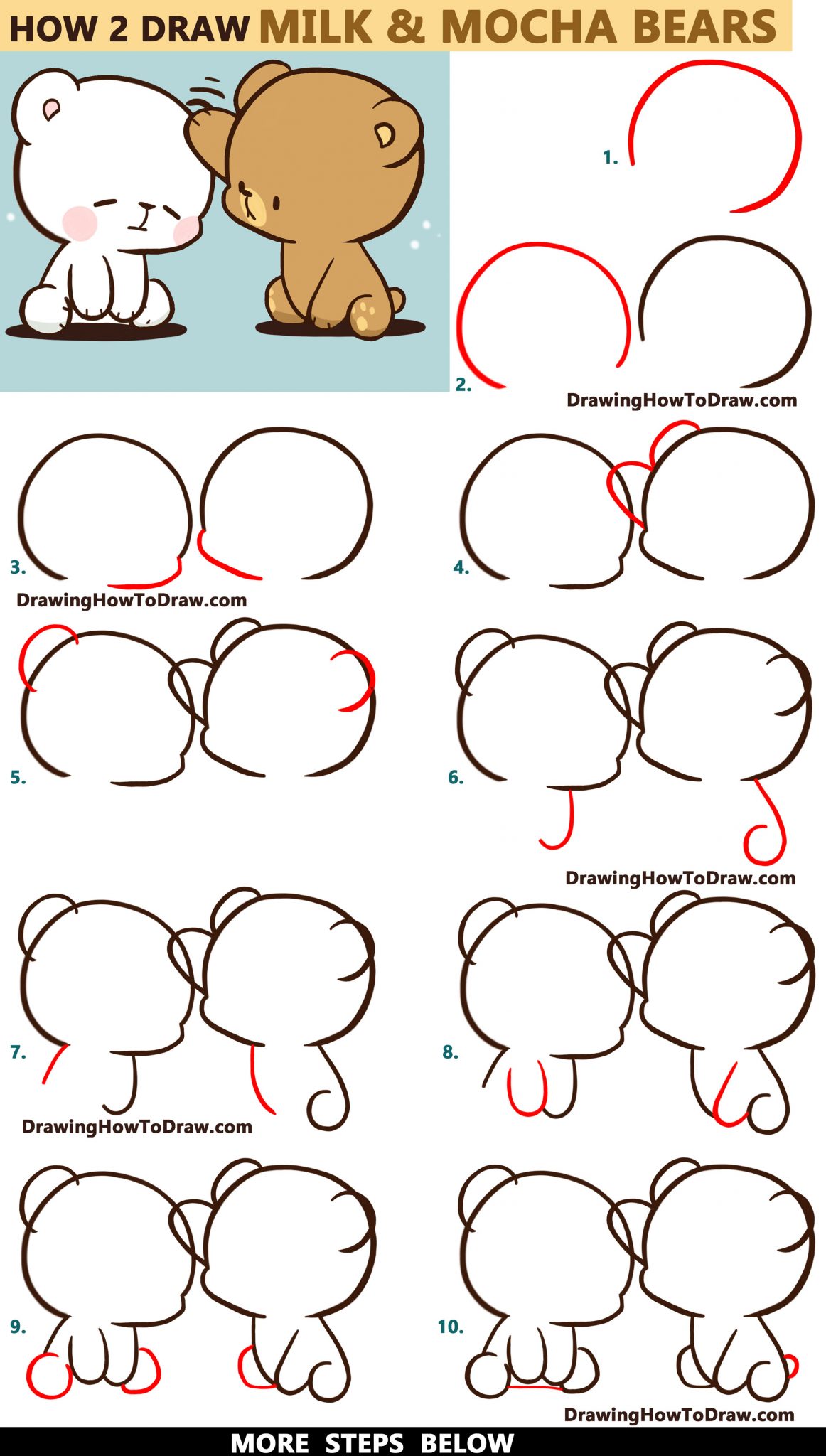 How to Draw The 2 Kawaii / Chibi Bears from Milk and Mocha – Easy Step ...