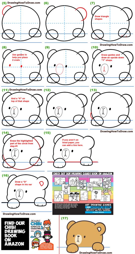 How to Draw The Brown Kawaii Bear from Milk and Mocha Peering Over ...