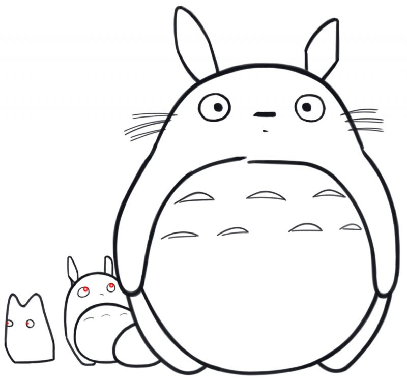 How to Draw Totoro and Baby / Mini Tototoros (White and Light Blue ...