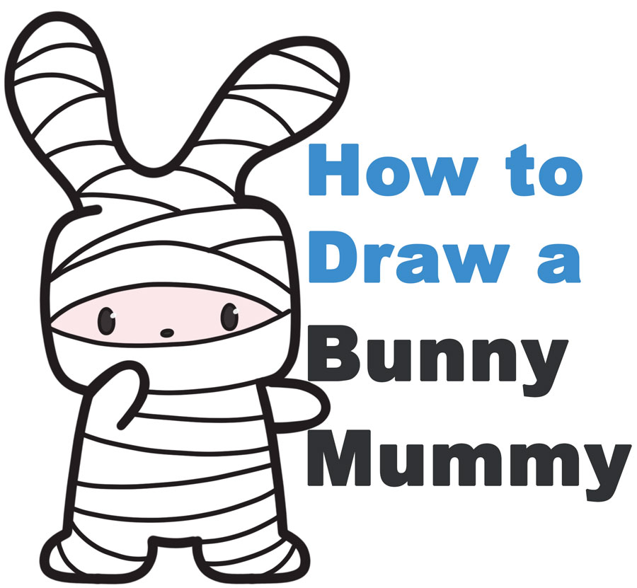 How to Draw a Cute Kawaii Bunny Mummy for Halloween - Easy Step by Step Drawing Tutorial