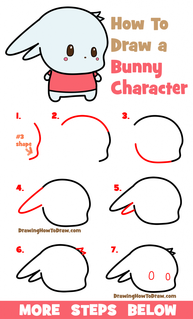 How to Draw a Cute Bunny Character (Kawaii / Chibi) Easy Step by Step ...
