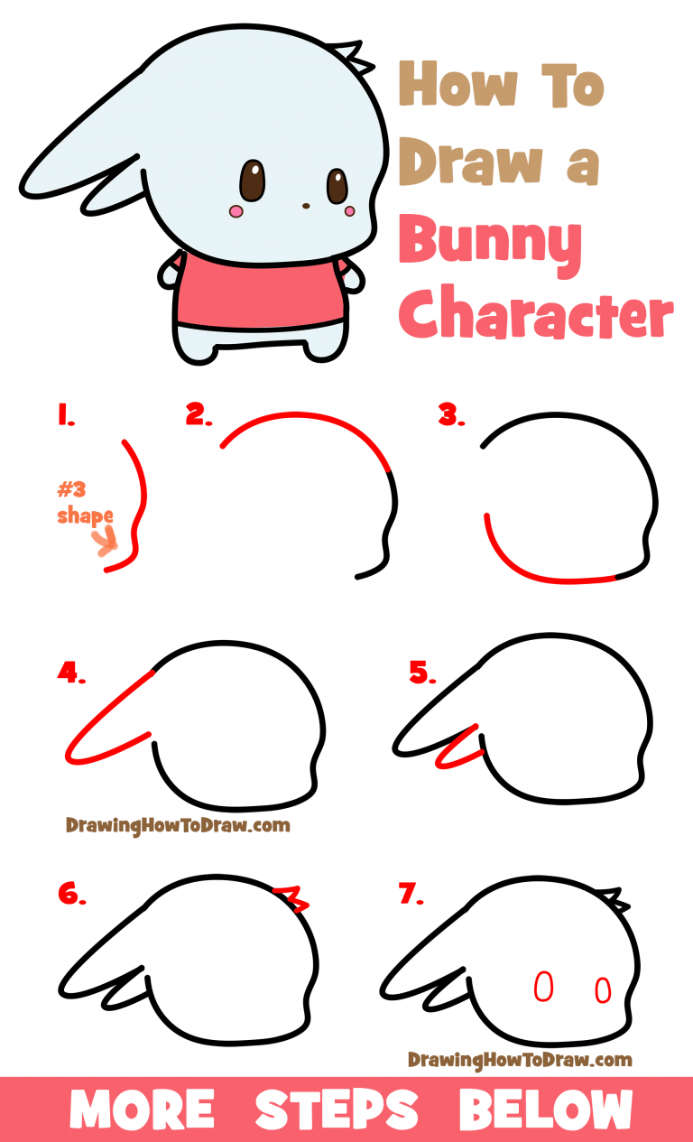 How to Draw a Cute Bunny Character (Kawaii / Chibi) Easy Step by Step ...