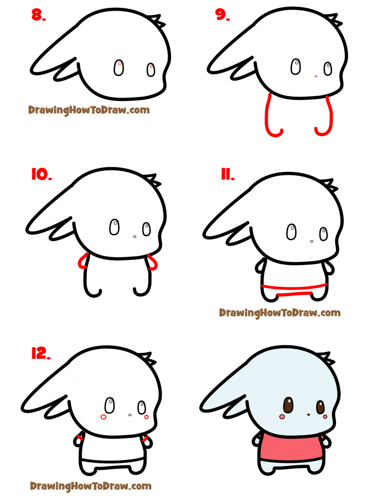 How to Draw a Cute Bunny Character (Kawaii / Chibi) Easy Step by Step ...