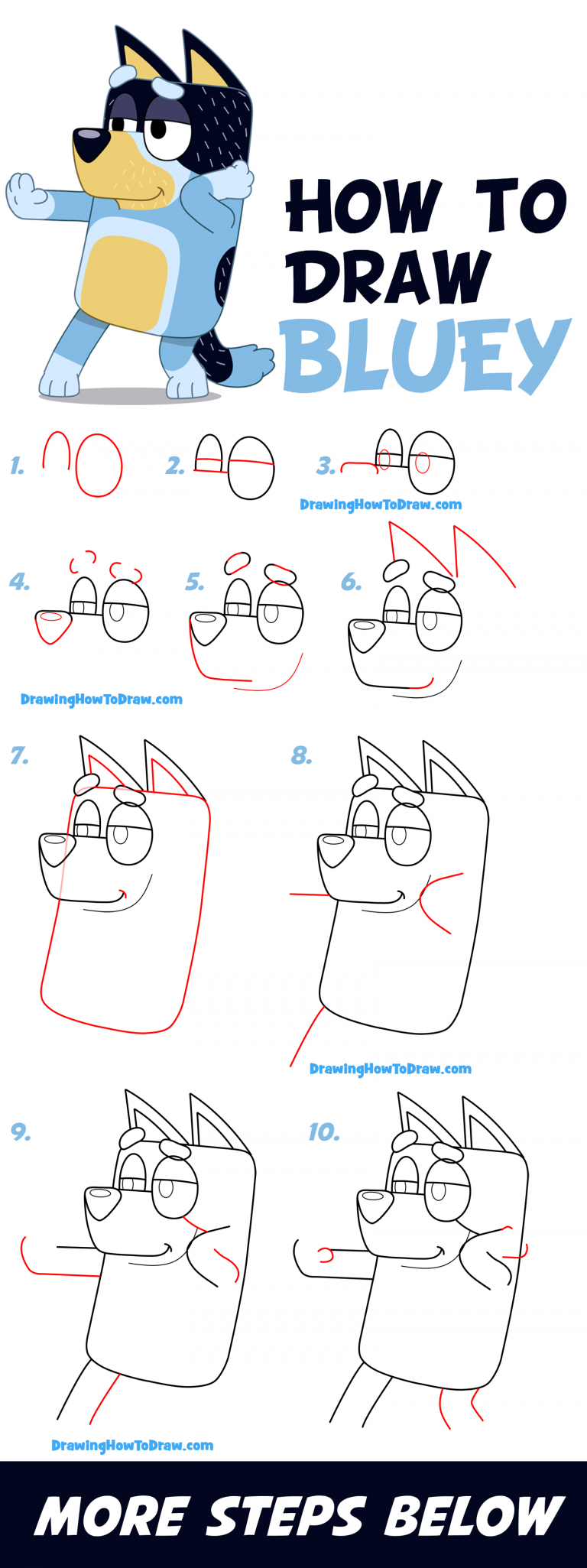 How to Draw Bluey Muffin from Bluey Easy Step-by-Step Drawing Tutorial ...