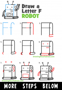 How to Draw a Cartoon Robot with Letter Ff Shapes – Easy Step-by-Step ...