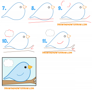 How to Draw a Cute Bird on a Branch Spring Artwork – Easy Step-by-Step ...