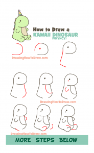 How to Draw a Cute Kawaii Dinosaur with a Birthday Hat on (VHYHCY ...