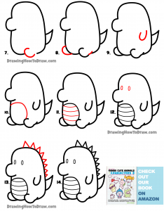 How to Draw a Cute Dinosaur (Kawaii / Chibi) Easy Step-by-Step Drawing ...