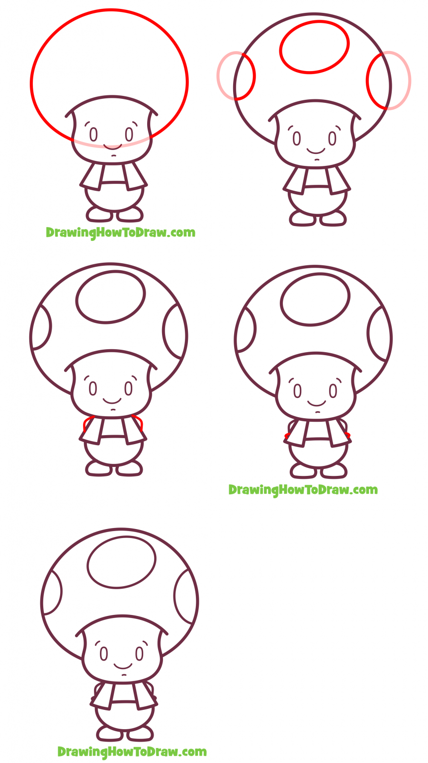 How to Draw Toad from Super Mario Bros (Cute / Kawaii / Chibi Style ...