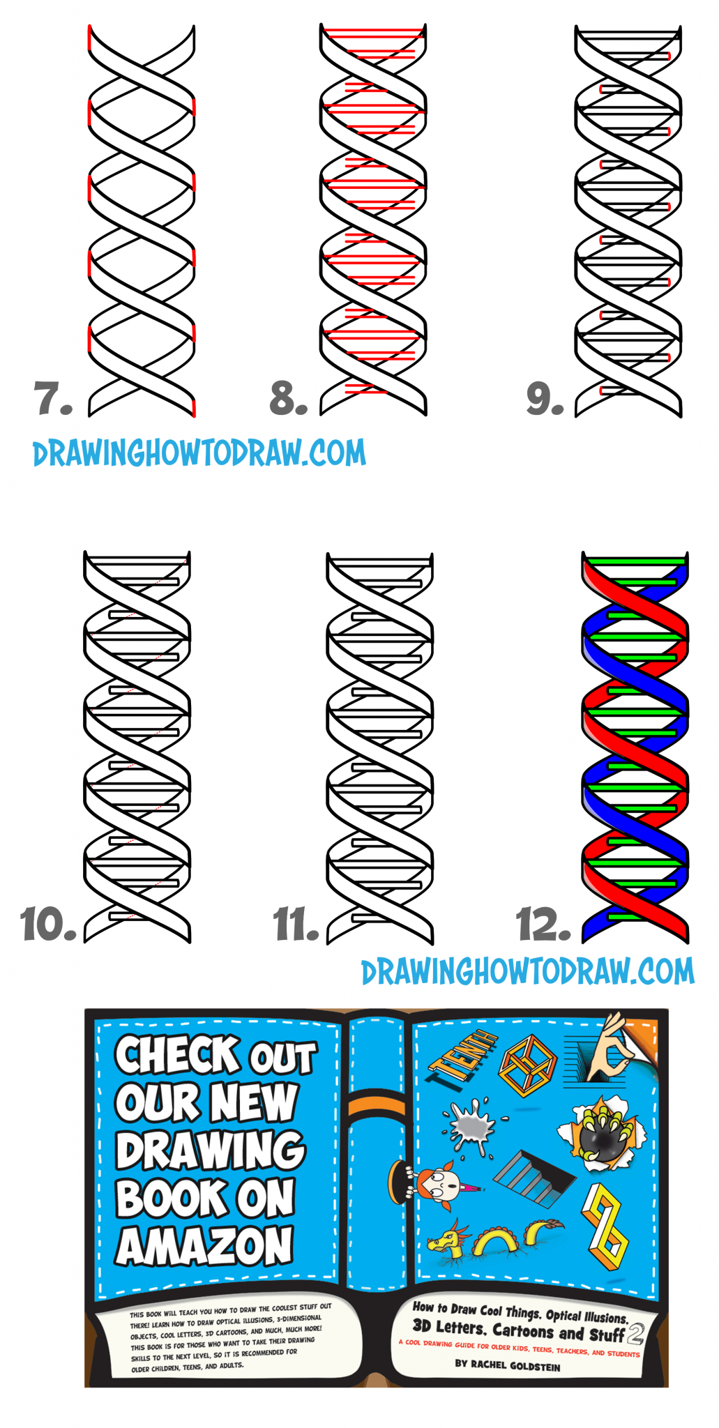 How to Draw DNA Double Helix Structure Easy Step by Step Drawing