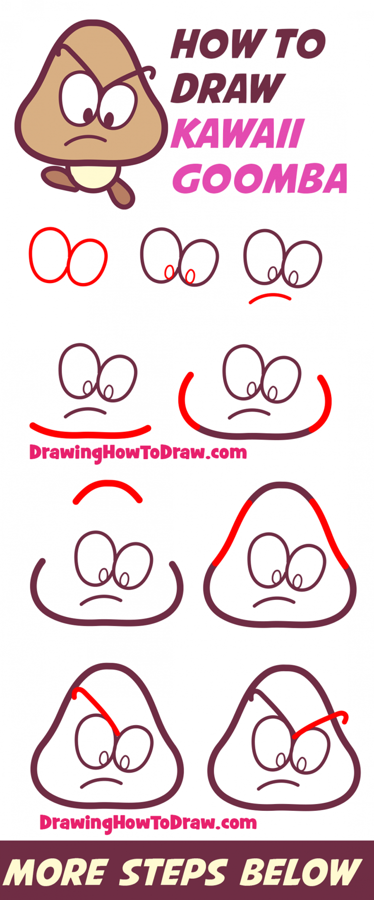 How to Draw Goomba from Super Mario Bros (Chibi / Kawaii / Baby Style