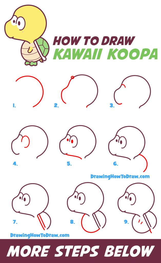 How to Draw Koopa from Super Mario Bros (Chibi / Kawaii / Baby Style