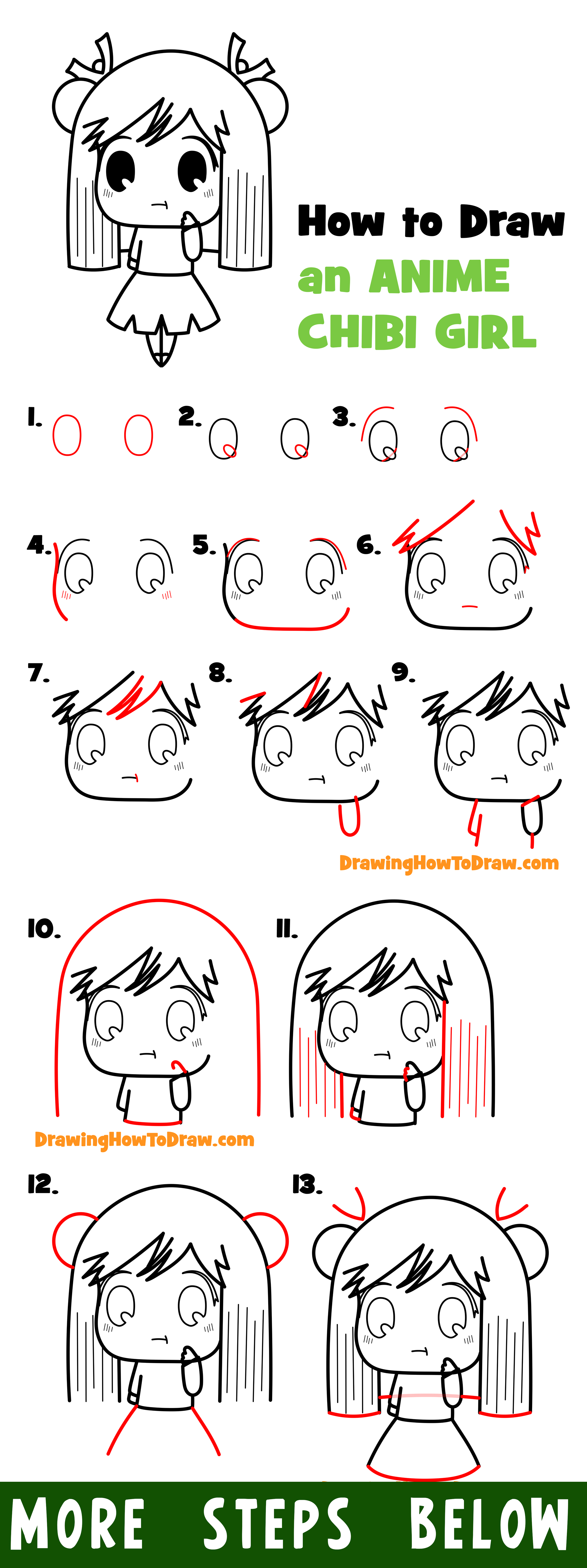 How to draw anime girl for beginners without circle (easiest way) 