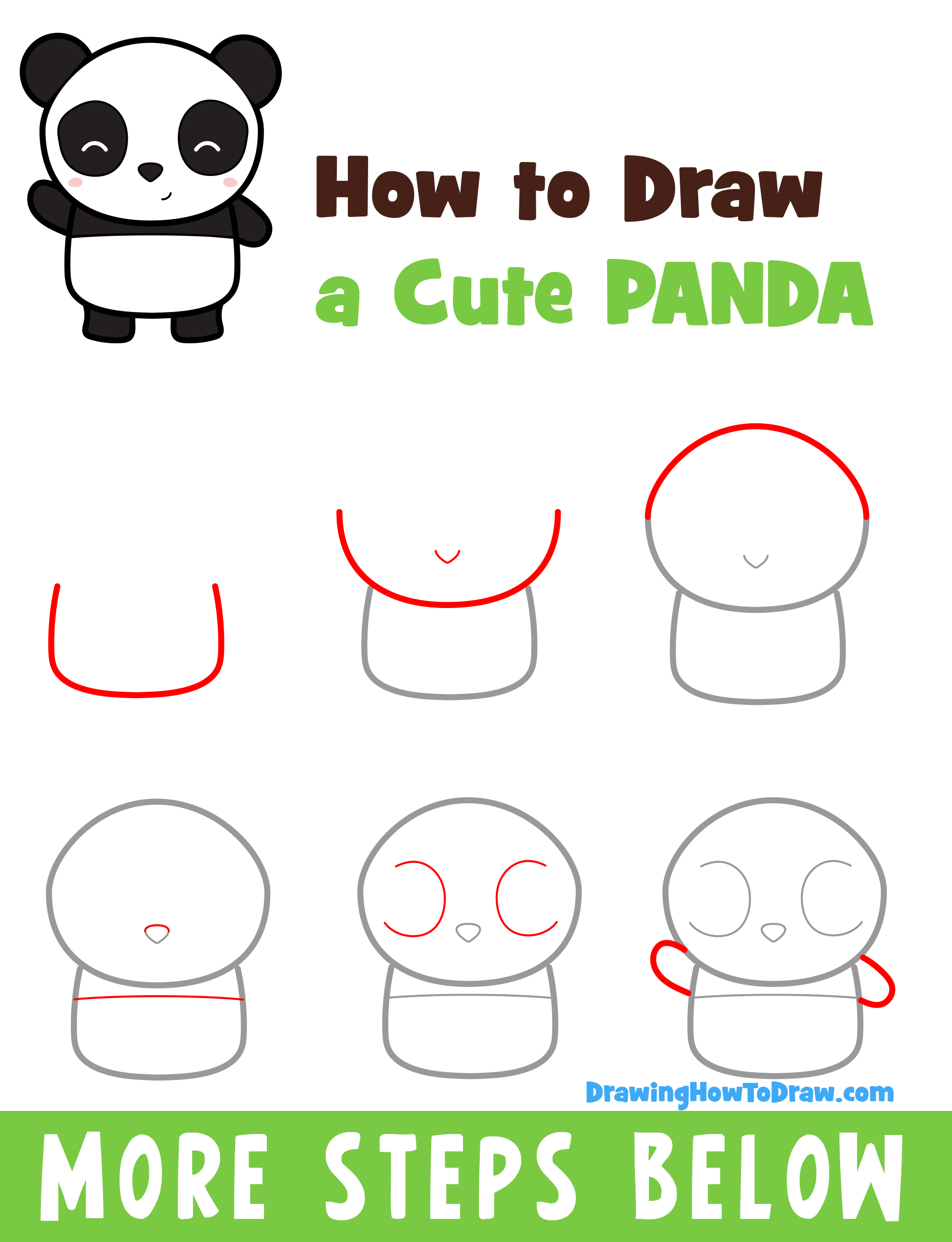 HOW TO DRAW A KAWAII PANDA, STEP BY STEP