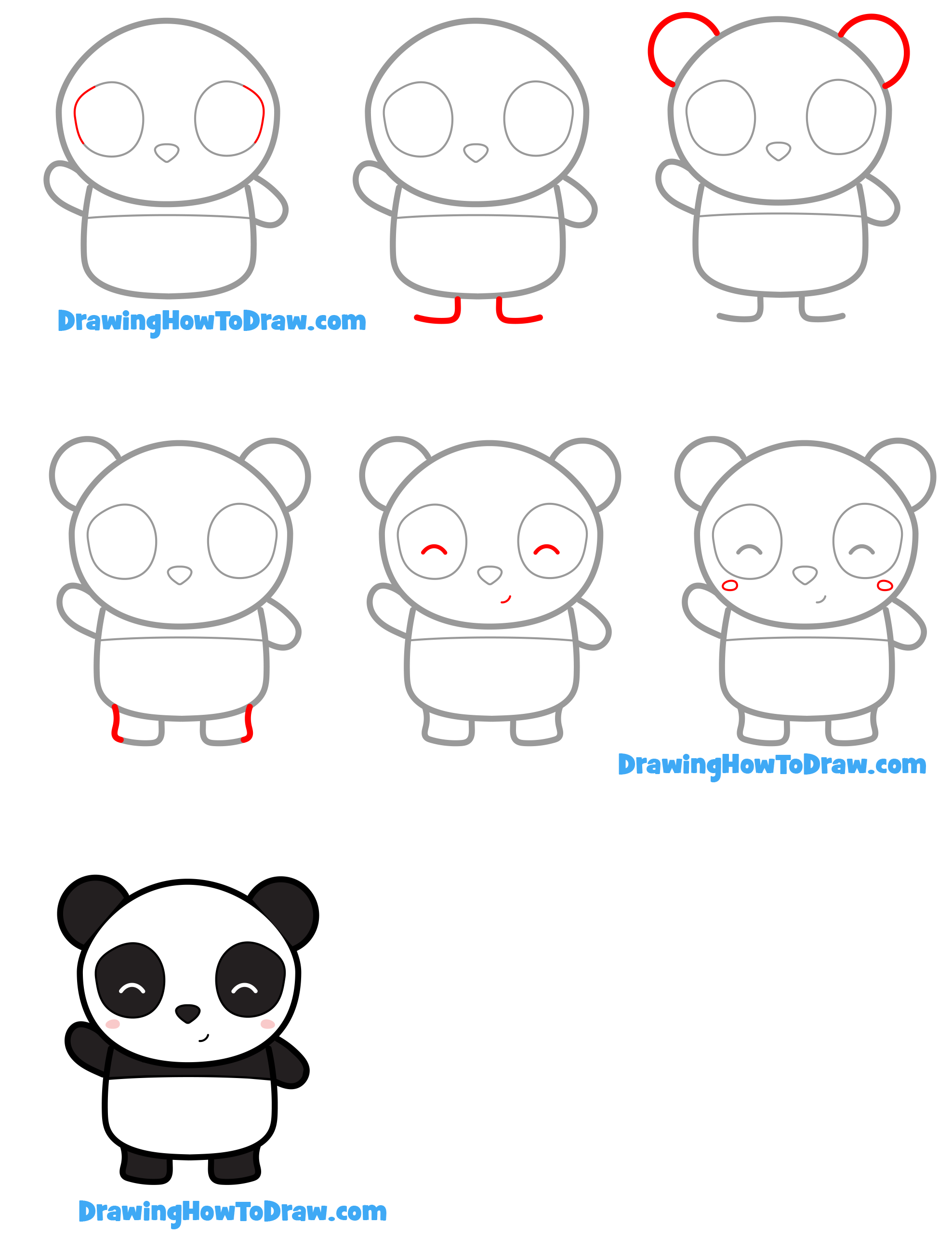 Learn how to draw a cute baby Panda step by step ♥ very simple tutorial  #panda #drawings #kawaii #tutorial #draw…