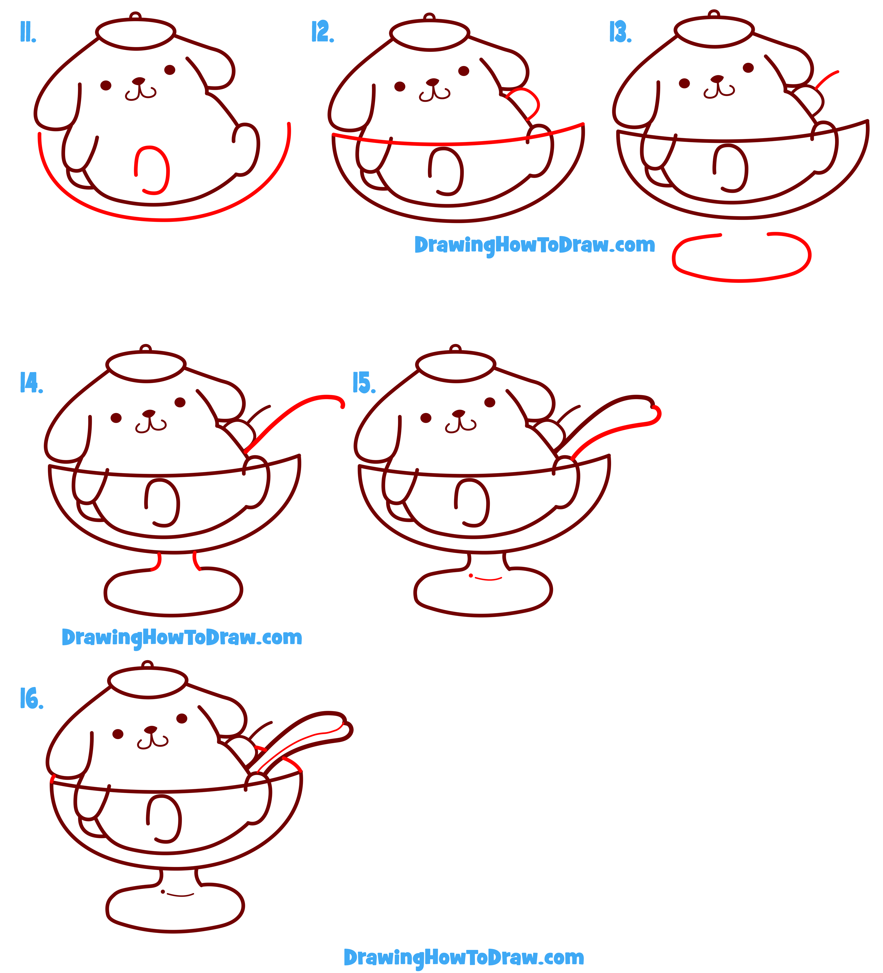 How to Draw Pompompurin from Hello Kitty Easy Step by Step Drawing