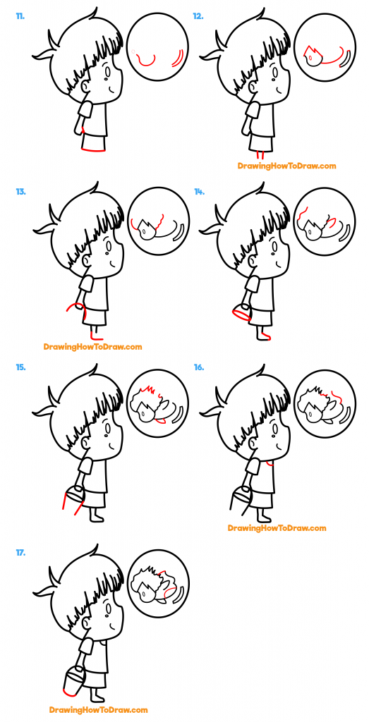 How to Draw Sosuke and Ponyo in a Bubble (Chibi / Kawaii Style) Easy ...