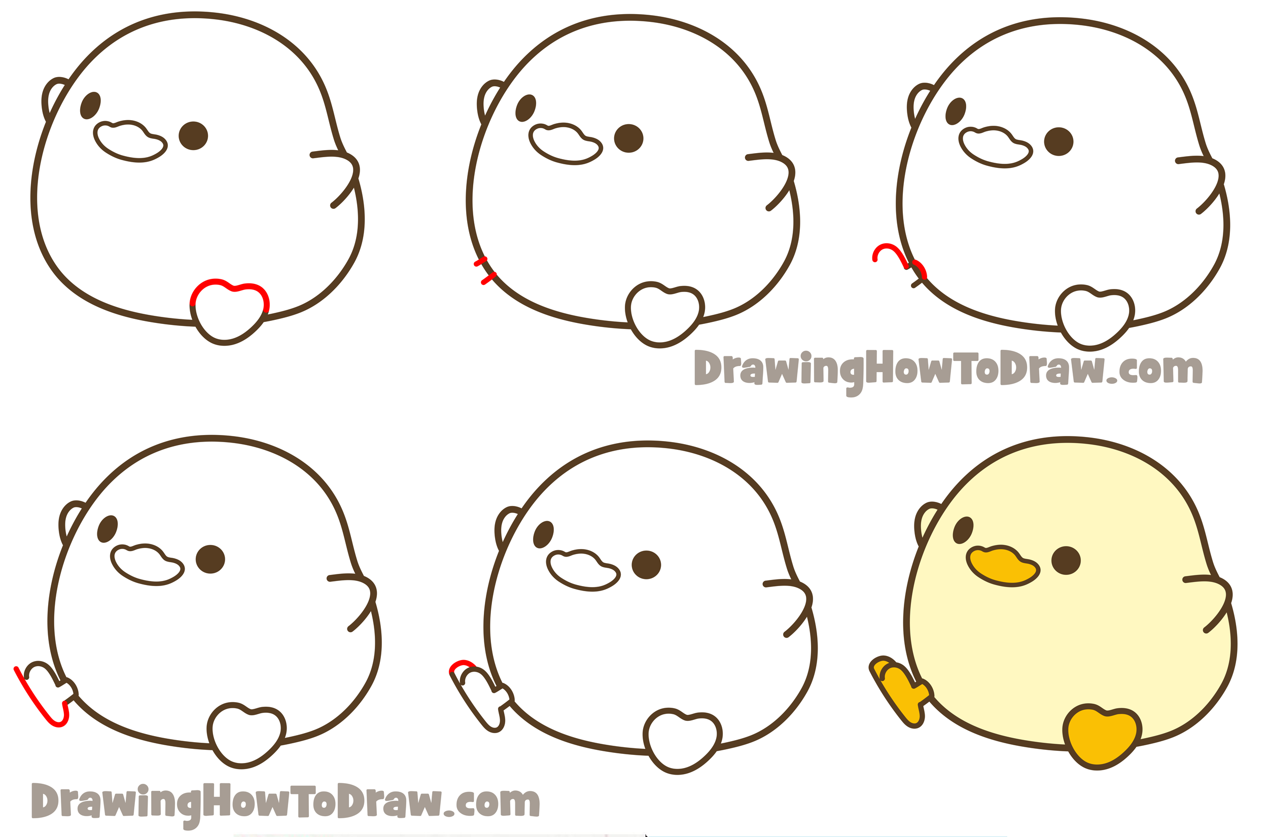 How to Draw a Cute Chibi / Kawaii Cartoon Duck Easy Step by Step