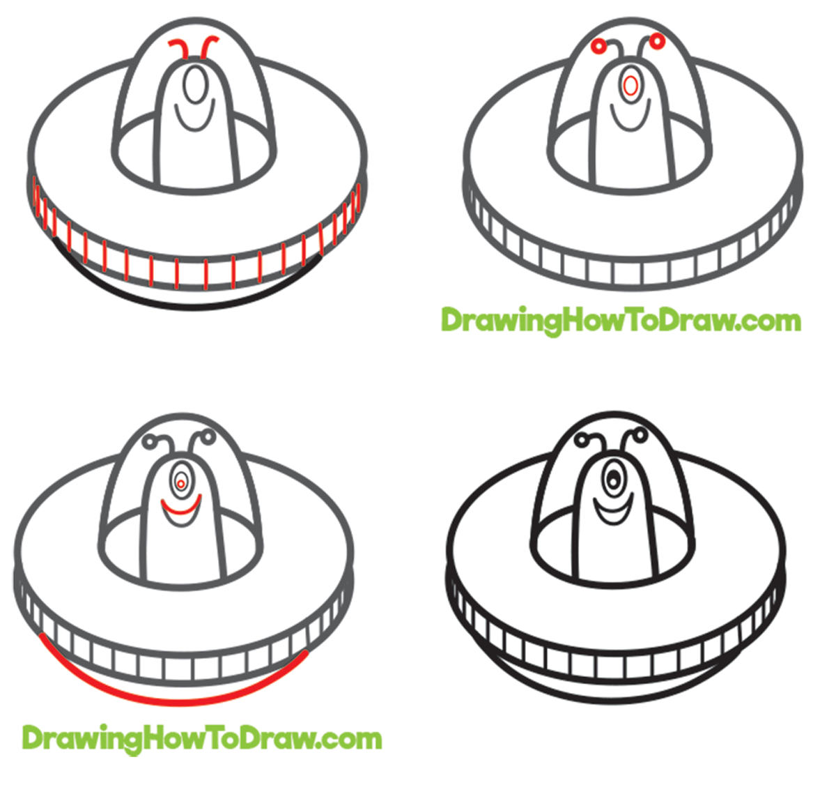 How To Draw a Cute Cartoon UFO and Alien with Easy Step by Step Drawing Tutorial for Kids