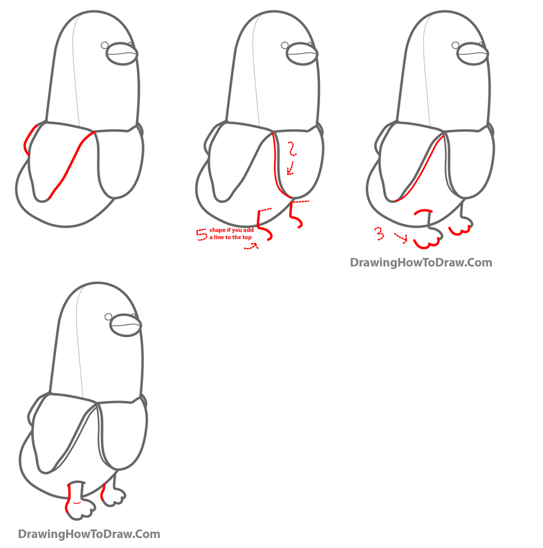 How to Draw a Banana Duck Kawaii Step-by-Step Drawing Tutorial for Kids