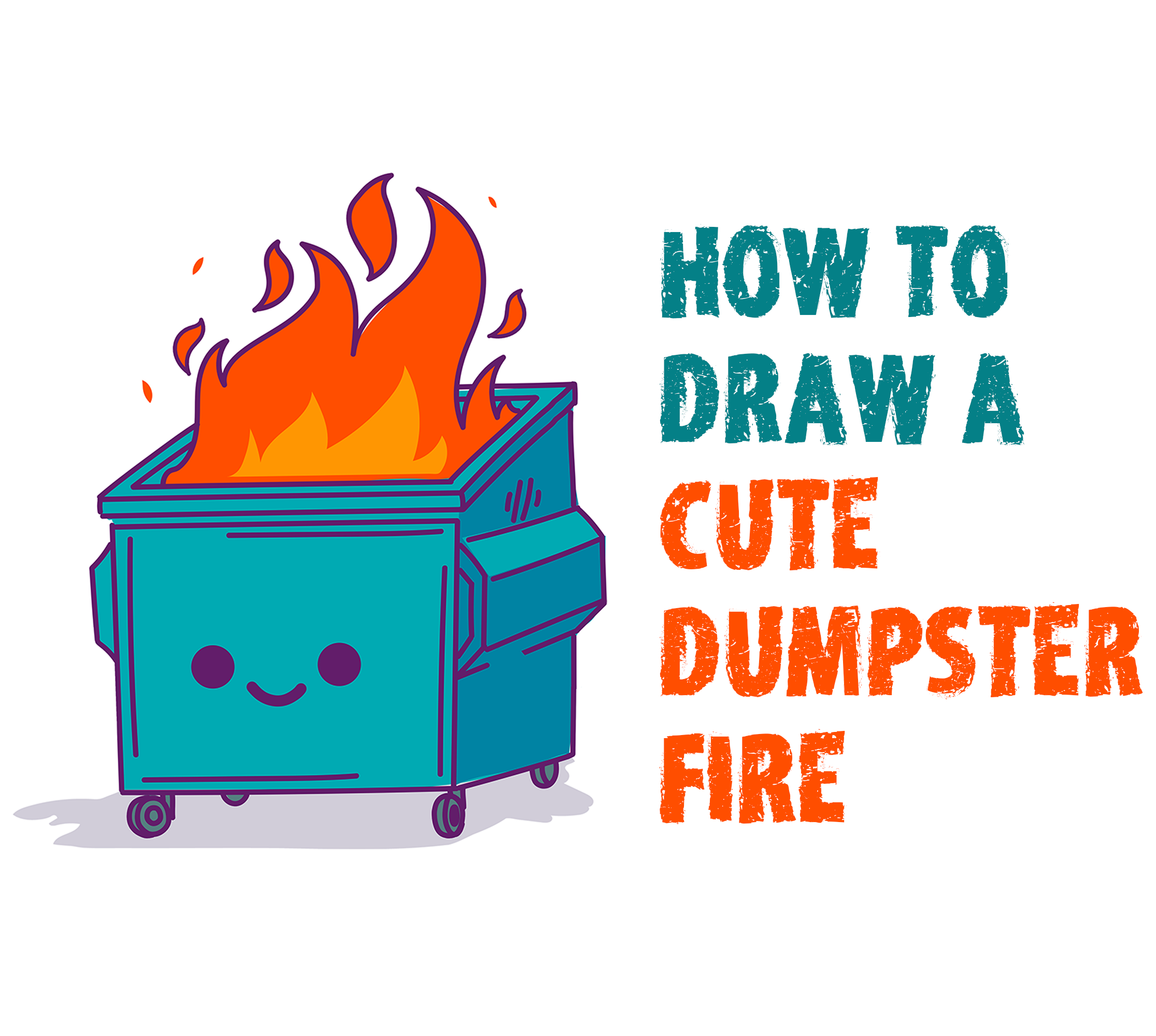 How To Draw a Cute Dumpster Fire Kawaii / Chibi Style Easy Step by Step Drawing Tutorial for Kids