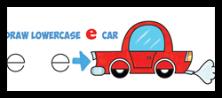 Learn How to Draw Easy Cartoon Car from Lowercase Letter "e"