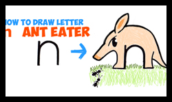 How to Draw Cartoon Ant Eaters from Lowercase Letter "n"