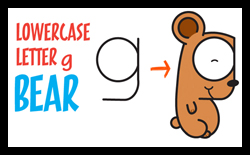 Learn How to Draw Cute Cartoon Bear from Lowercase Letter 'g'