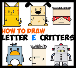 Learn How to Draw Cartoon Letter E Critters Simple Steps