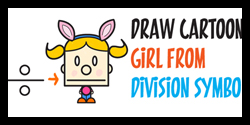 How to Draw a Cute Cartoon Girl from the Division Symbol - Easy