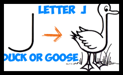 Learn How to Draw a Cute Letter "j" Cartoon Duck in Easy Steps