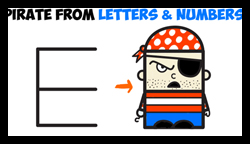 How to Draw Cartoon Pirate from Letters and Numbers – Easy