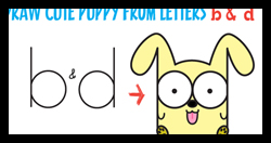 How to Draw Adorable Cartoon Puppy Dog from Lowercase Letters