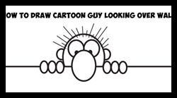 Learn How to Draw Cartoon Guy Looking Over a Wall Easy