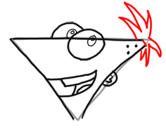 Step 6 How to Draw Phineas Playing Guitar from Phineas and Ferb for Kids : Step by Step Drawing Lesson
