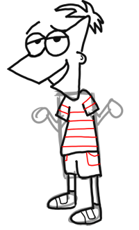 Step 8 How to Draw Phineas from Phineas and Ferb for Kids : Step by Step Drawing Lesson Step 8 How to Draw Phineas from Phineas and Ferb for Kids : Step by Step Drawing Lesson
